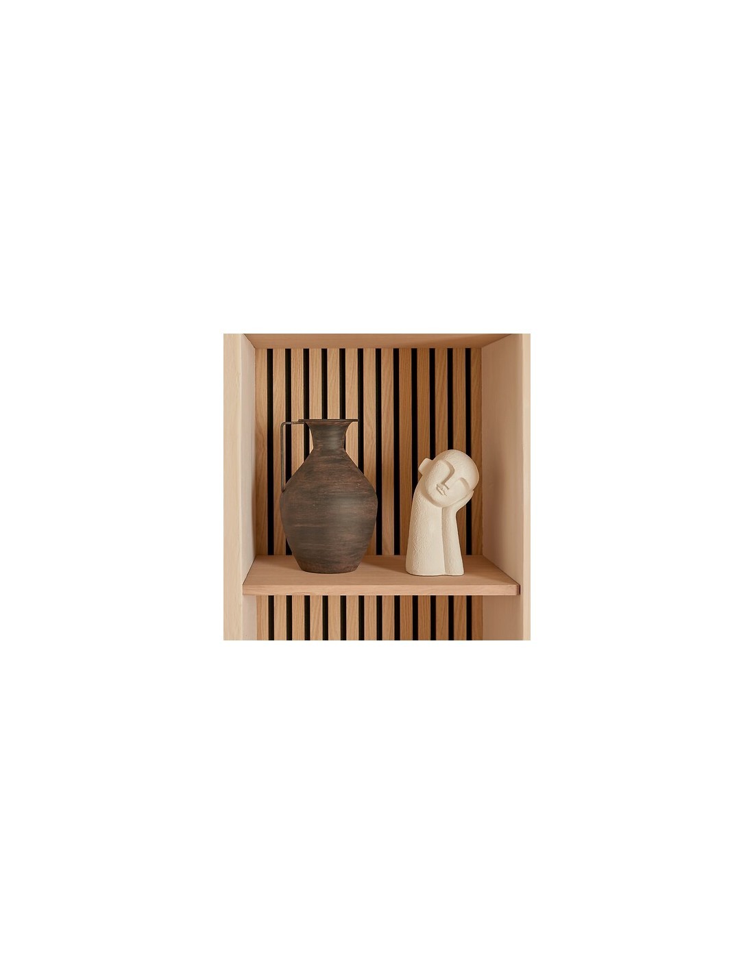 Statua Viso Wonj, Resina Bianca, L 14,5 cm, P 10 cm, H 24,5 cm