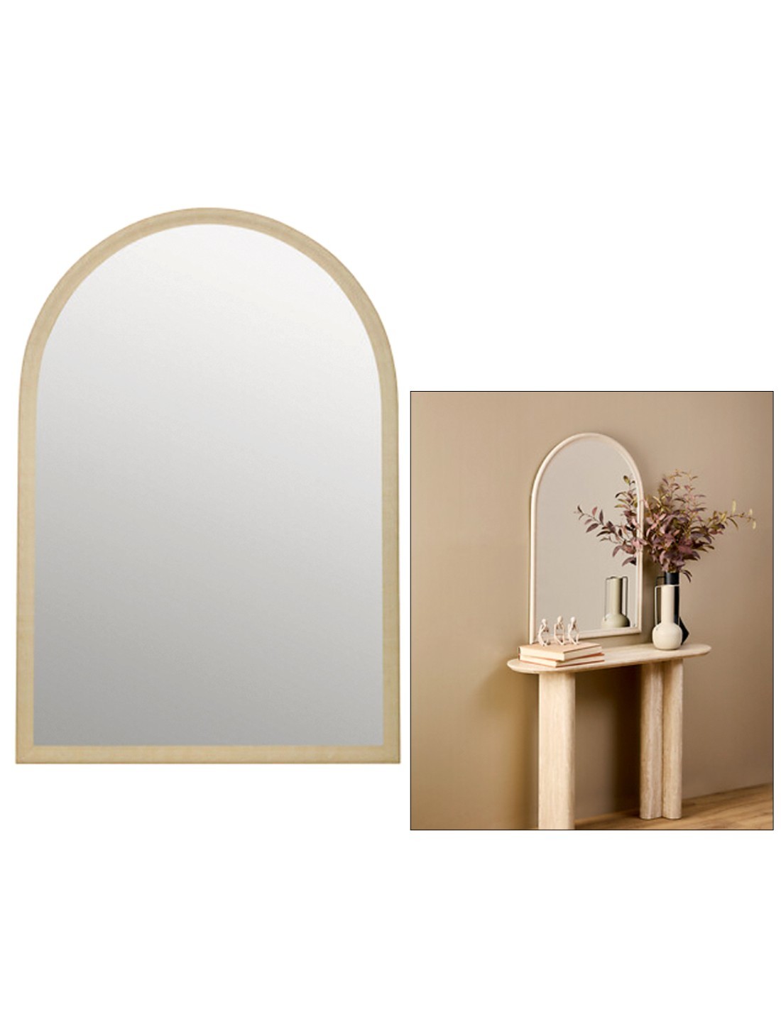 Specchio ad arco Calypso, L. 65,8 cm, P. 1,6 cm, A. 95,8 cm, plastica grigia