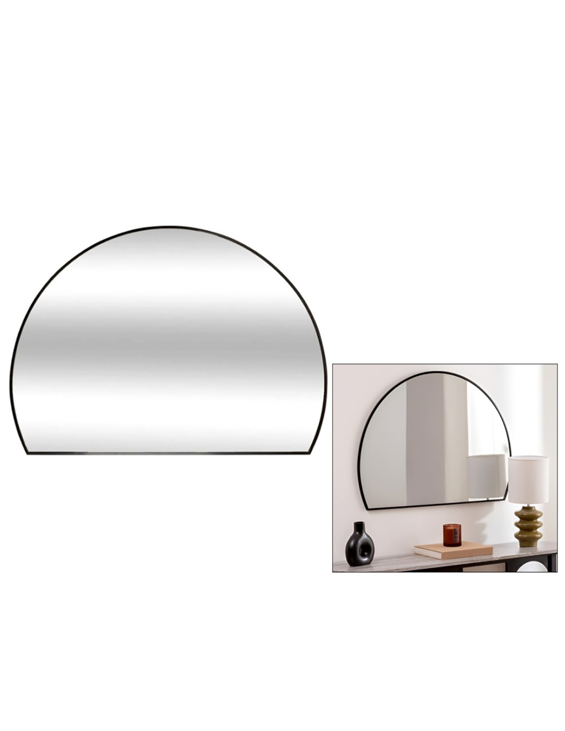 Specchio Alice, L. 90 cm, P. 1,6 cm, A. 65 cm, metallo nero