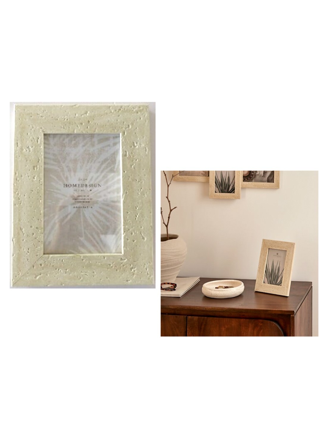 Cornice foto, effetto travertino, Anaya, 10x15 cm, beige, MDF e vetro