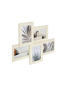 Cornice multifoto, 5 foto, effetto travertino, Anaya, 48,4x38,2 cm, beige, plastica e vetro
