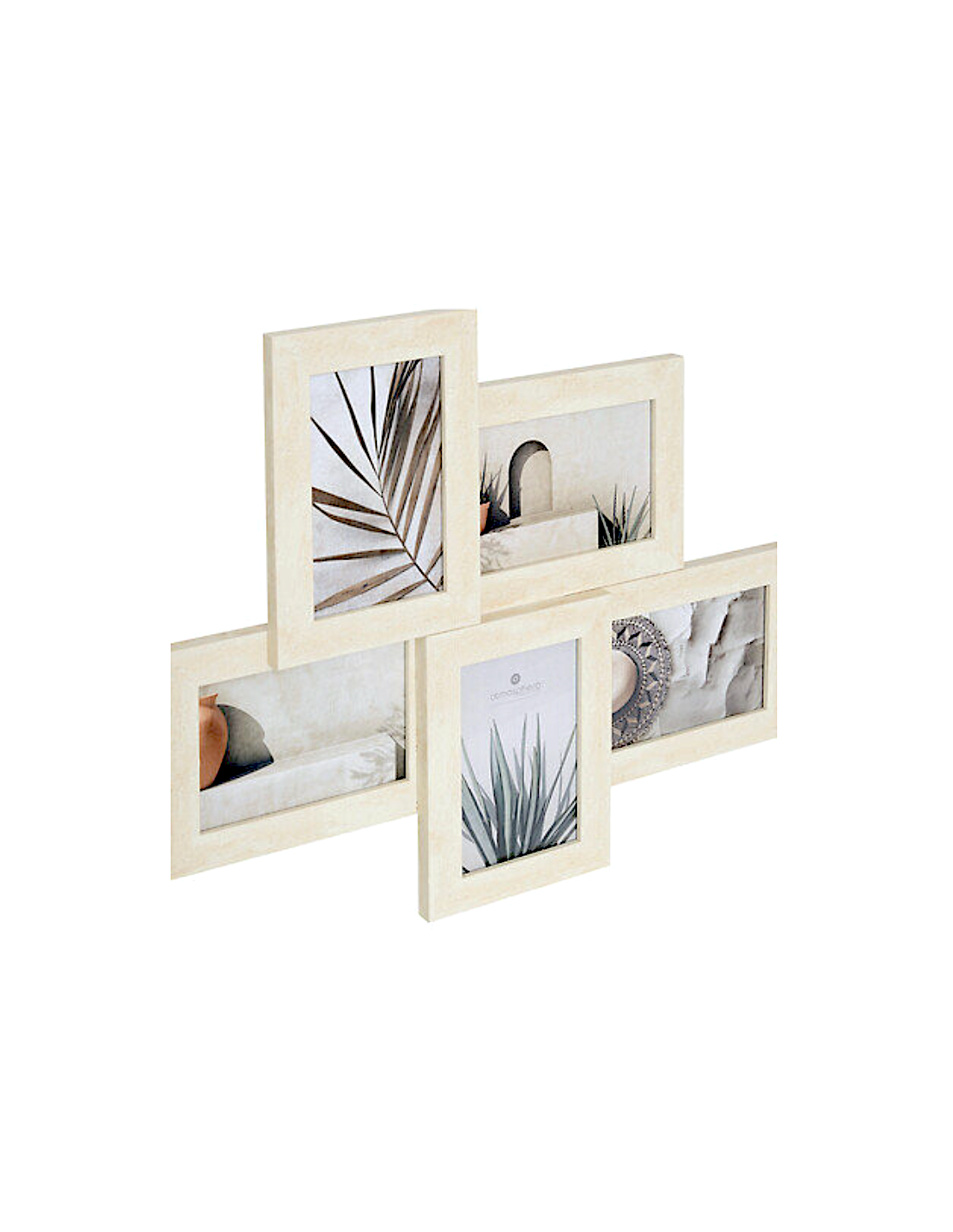 Cornice multifoto, 5 foto, effetto travertino, Anaya, 48,4x38,2 cm, beige, plastica e vetro