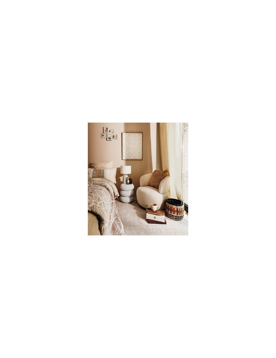 Cornice multifoto, 5 foto, effetto travertino, Anaya, 48,4x38,2 cm, beige, plastica e vetro