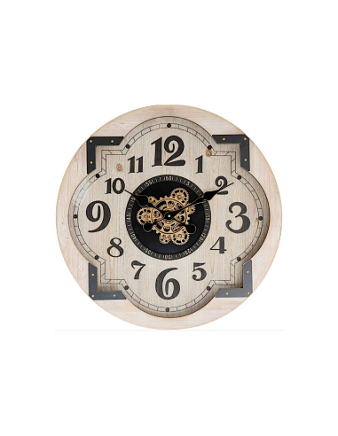 Orologio McKensie, diametro 63 cm, MDF beige, da parete, design con meccanismo a vista