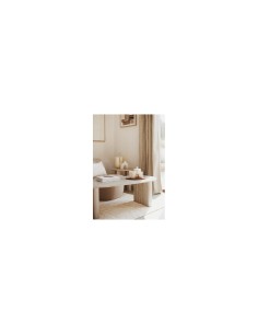 Tavolino da caffè Anaya, 120x60 cm, MDF effetto travertino beige, ovale, altezza 40 cm