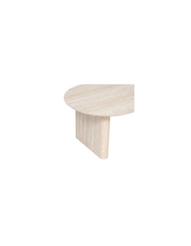 Tavolino da caffè Anaya, 120x60 cm, MDF effetto travertino beige, ovale, altezza 40 cm