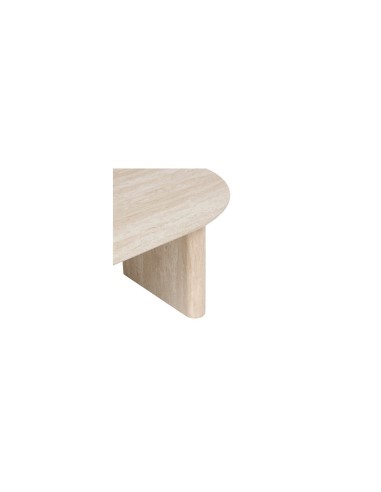 Tavolino da caffè Anaya, 120x60 cm, MDF effetto travertino beige, ovale, altezza 40 cm