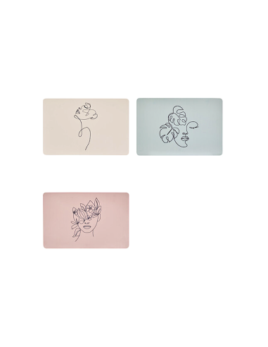 Tovaglietta Viso 45x30 cm in PU, colori assortiti, moderna e lavabile, fantasia astratta