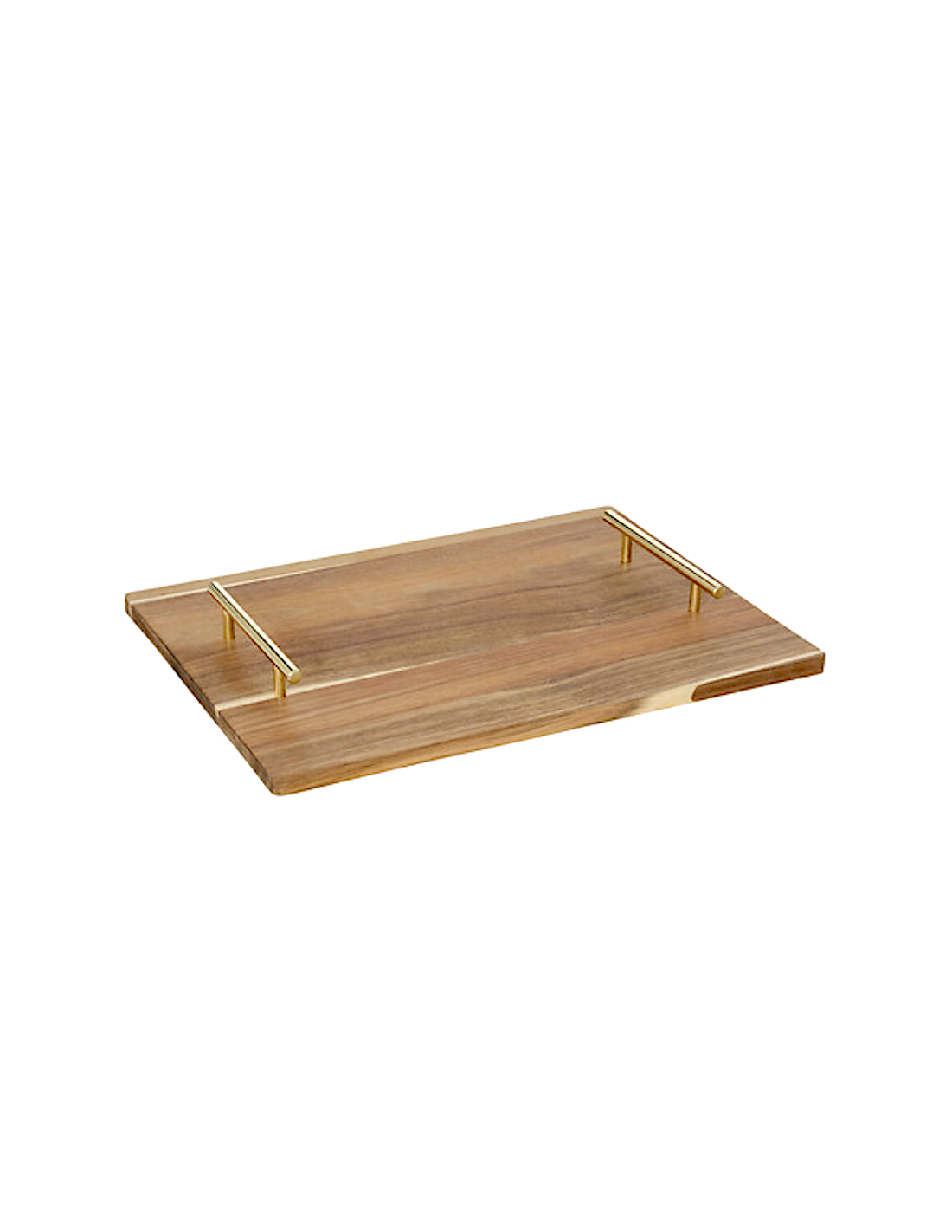 Vassoio Mina Gold, legno di acacia, manici in acciaio inox dorato, elegante, resistente, 40x30x4,2 cm