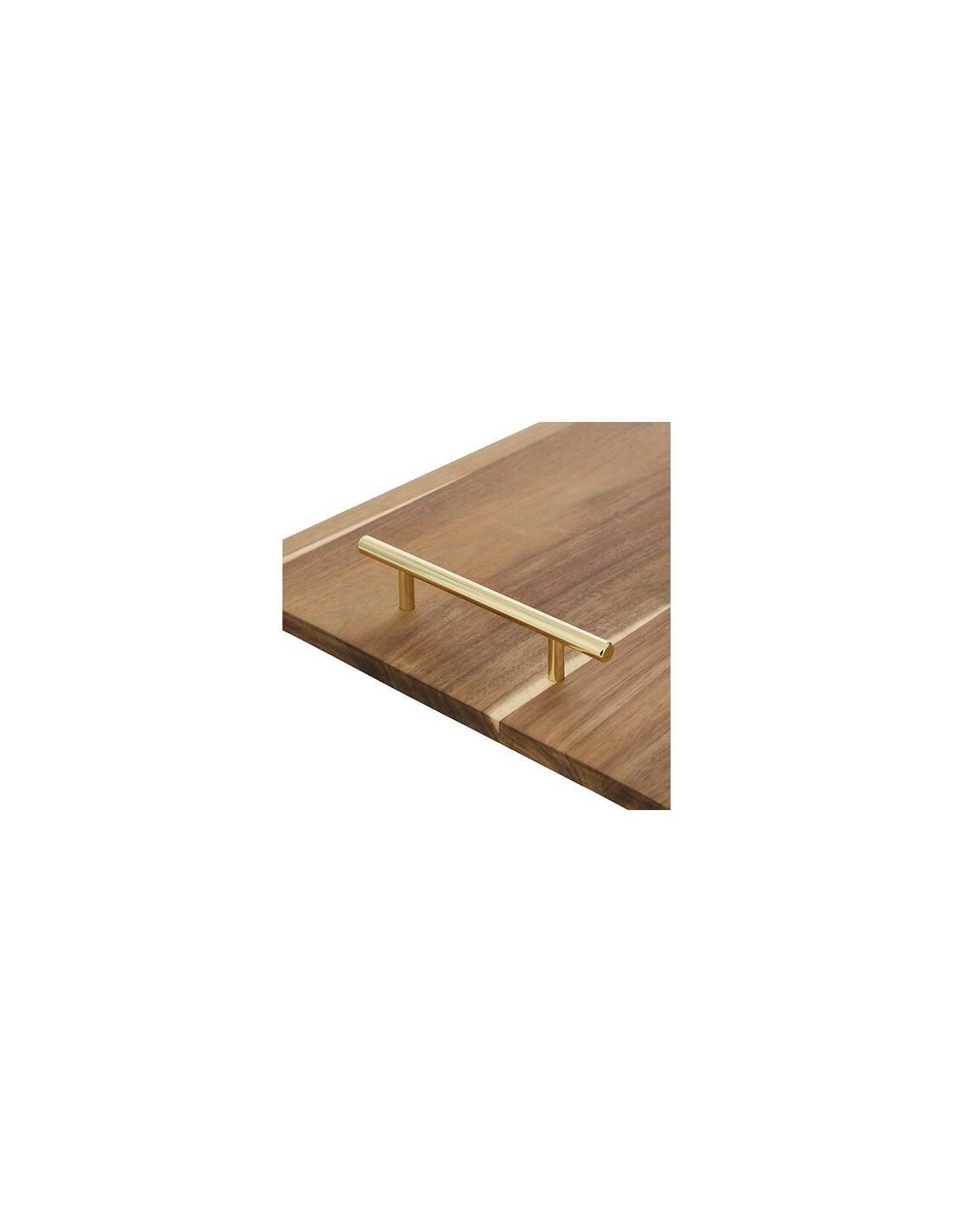 Vassoio Mina Gold, legno di acacia, manici in acciaio inox dorato, elegante, resistente, 40x30x4,2 cm