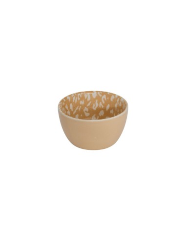 Servizio aperitivo 4 pezzi, coppette stoneware, vassoio bambù, beige e moka, design elegante, 30x10x6 cm