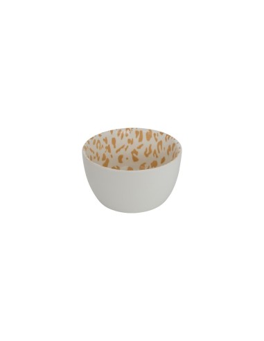 Servizio aperitivo 4 pezzi, coppette stoneware, vassoio bambù, beige e moka, design elegante, 30x10x6 cm