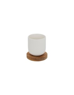 Cofanetto Eleganza, 4 tazze 10 cl, vassoio in acacia, lungo 25 cm, colore bianco, newbone