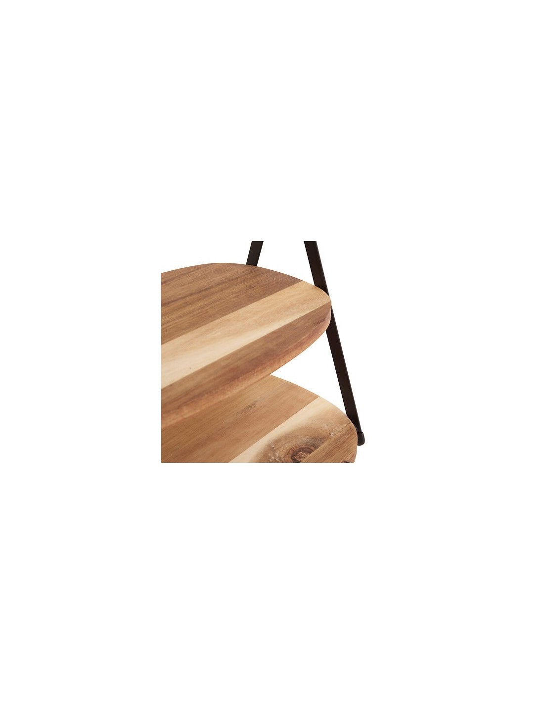 Vassoio a 2 piani Mina, legno di acacia e struttura in metallo nero, moderno, smontabile, 27,5x25,5x25 cm