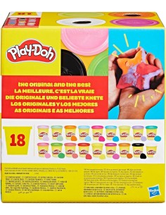 PLAY-DOH, SET 18 COLORI, VASETTI GRANDI 84 G, PASTA MODELLABILE BAMBINI, COLORI ASSORTITI