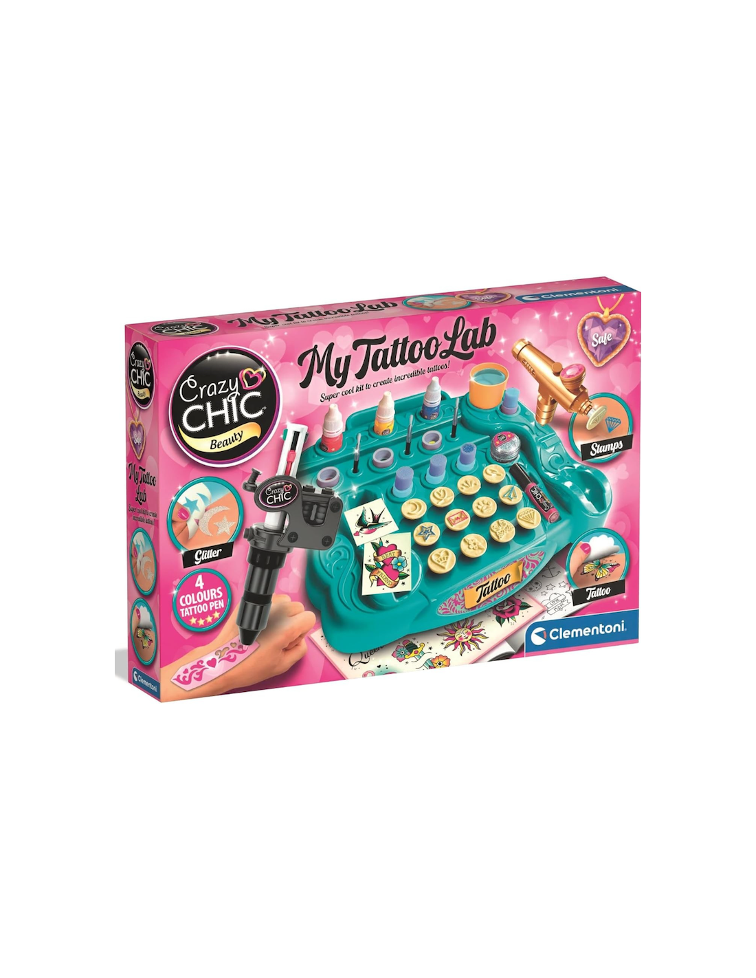 Clementoni Crazy Chic My Tattoo Lab gioco creativo bambine 6+ anni kit tatuaggi temporanei