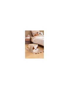 Scatola Contenitore in Velluto Beige con Stampa Cane, 29 x 29 x 29 cm – Pieghevole