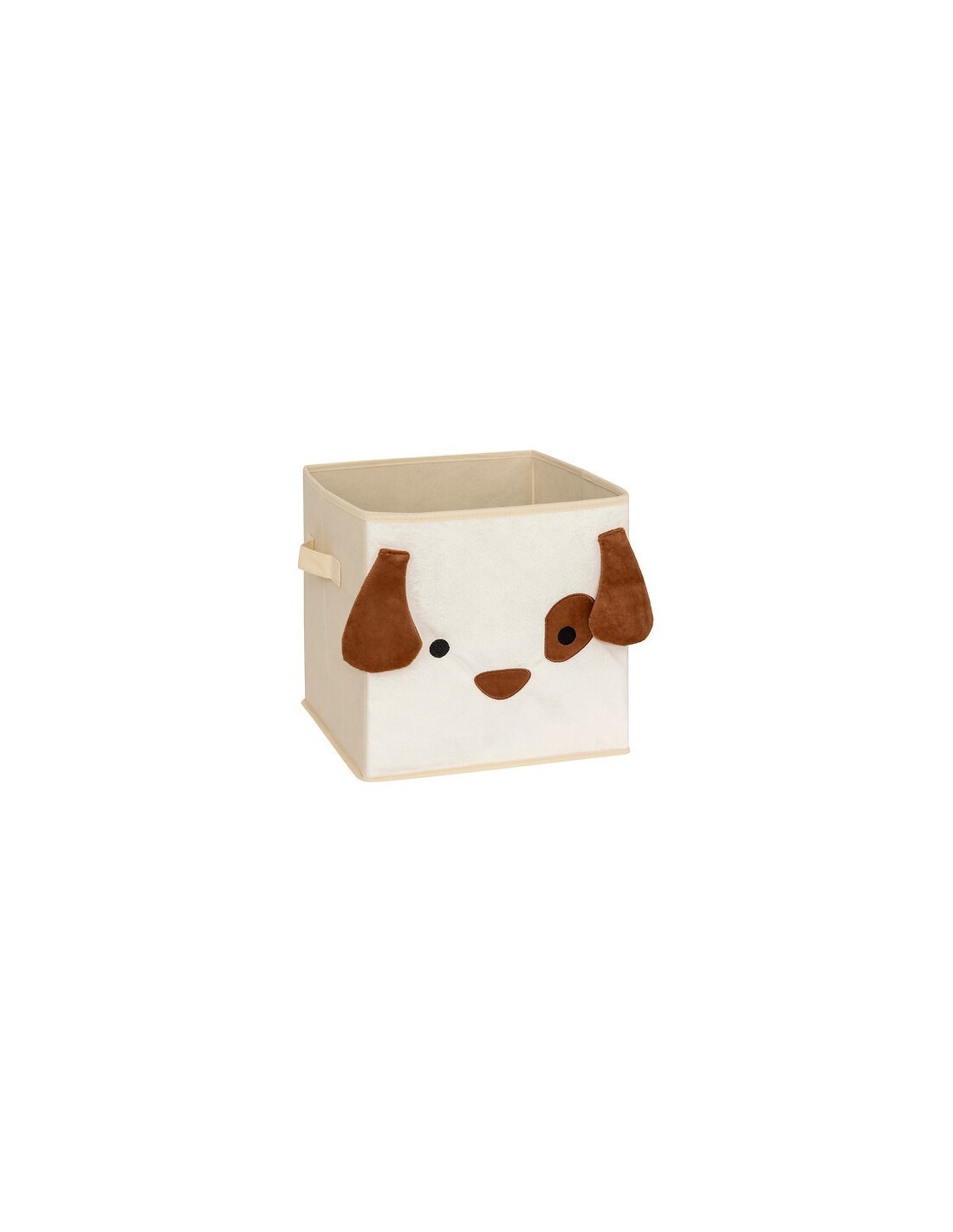 Scatola Contenitore in Velluto Beige con Stampa Cane, 29 x 29 x 29 cm – Pieghevole