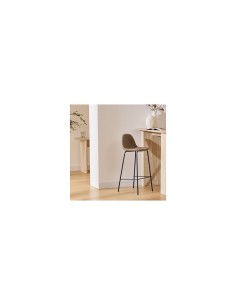Sgabello da bar Vladi, moka, beige, acciaio e plywood FSC, L. 43,5 x P. 41,5 x H. 96 cm, 4,55 Kg
