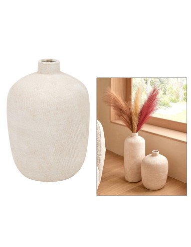 Vaso, gres, Romia, beige, D.22,5 x H.31 cm, collezione Wonja