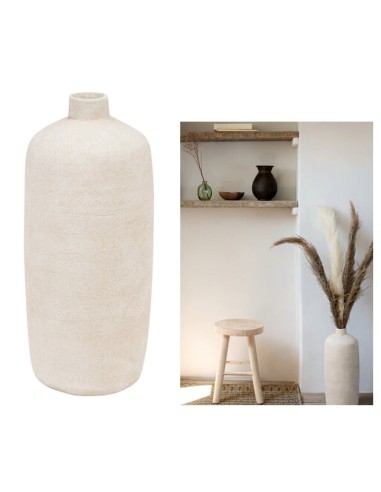 Vaso, gres, Romia, beige, D.19 x H.43,5 cm, collezione Wonja