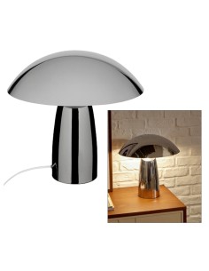 Lampada fungo Omia, argentata, 34 cm altezza, acciaio e cemento, design moderno, doppio attacco E27