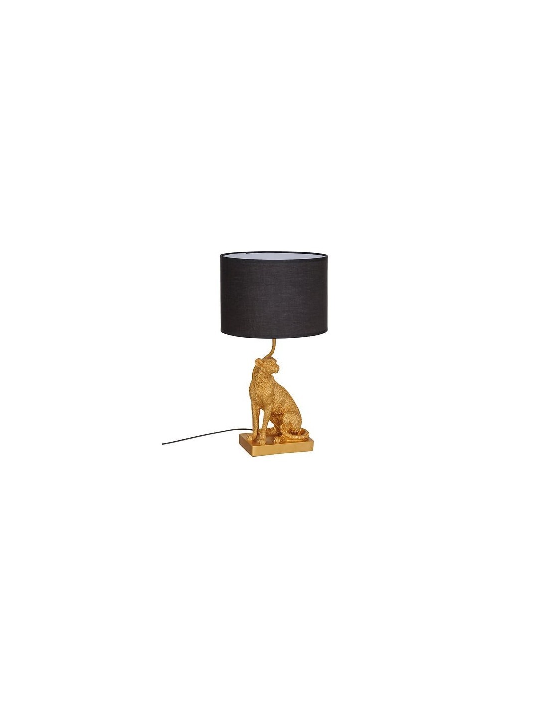 Lampada leopardo Gepi, dorata, 47,5 cm altezza, design elegante, acciaio e poliresina, collezione Bellissima
