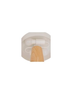 Lampada fungo Pola, bianca, 36 cm altezza, doppio attacco E27, legno Hevea e acciaio, collezione Modern Flow