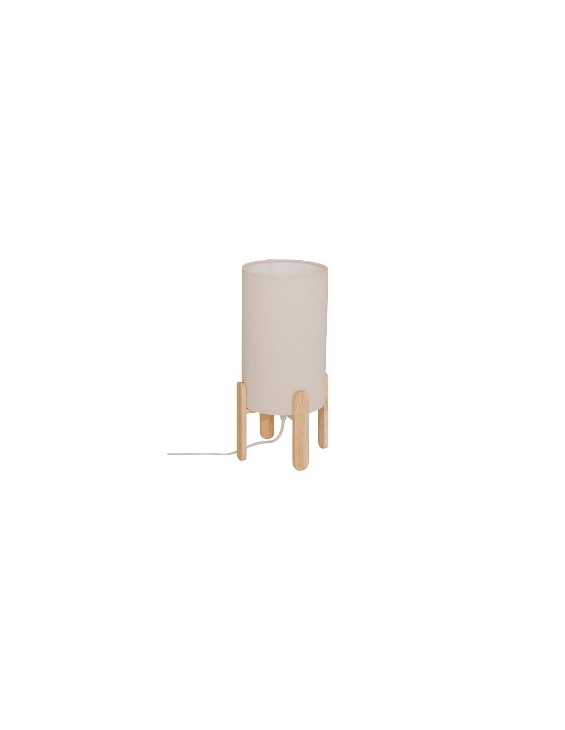 Lampada Rafa, base in legno, beige, altezza 37 cm, design moderno, HEVEA e PVC
