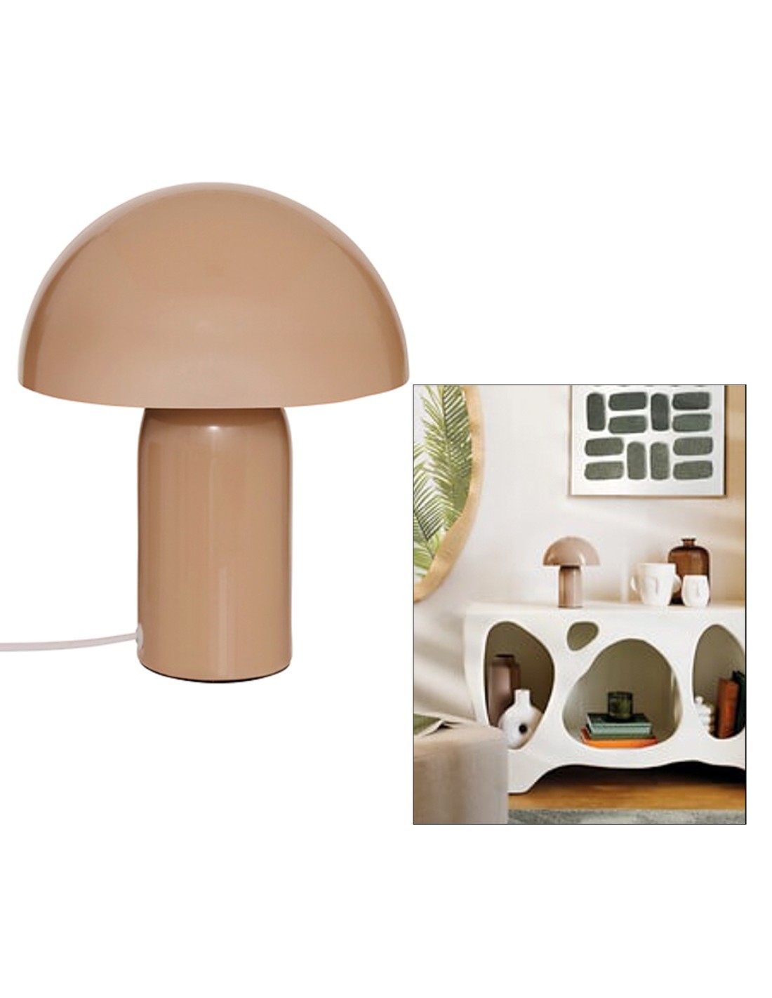 Lampada fungo Lito, metallo beige, altezza 24,5 cm, diametro 20 cm