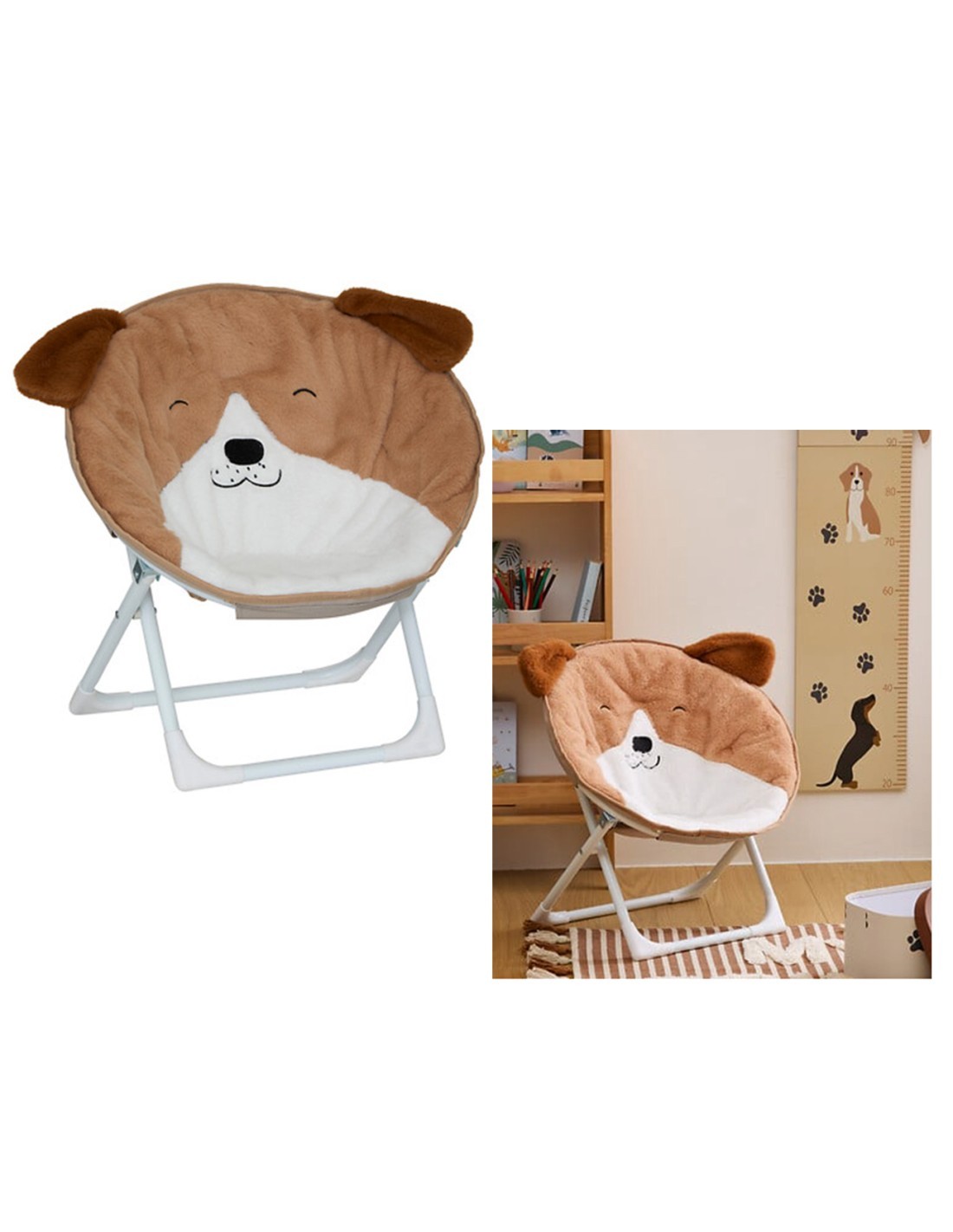 Sedia pieghevole Falten, stampa cane multicolore, PE e acciaio, L. 50 x P. 40 x H. 50 cm, 1.660 Kg