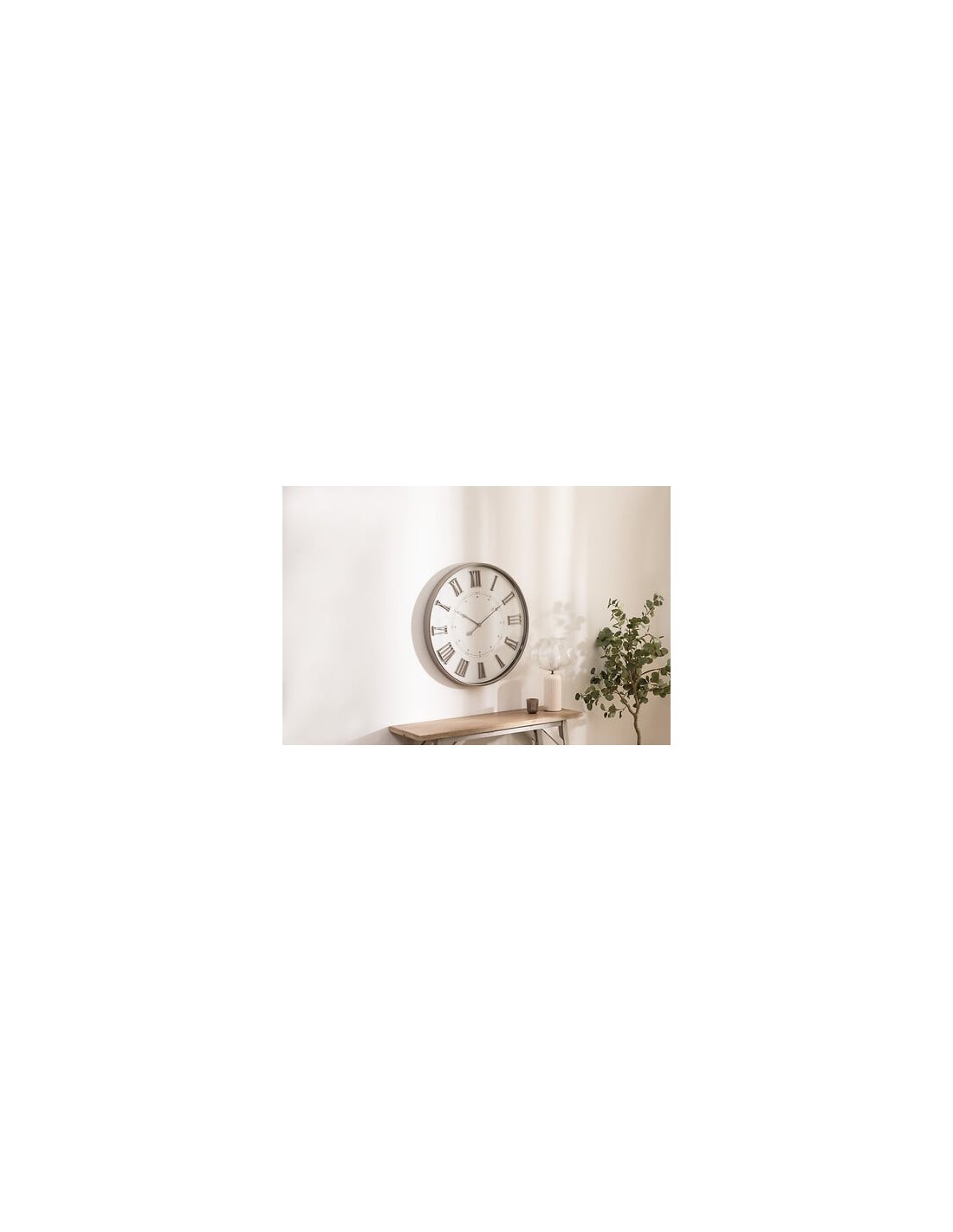Orologio da parete DAVINA, diametro 76 cm, plastica beige, numeri romani in rilievo