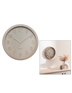 Orologio Alizée, 30 cm, plastica tortora, beige moyen, design 3D, funzionamento a batteria