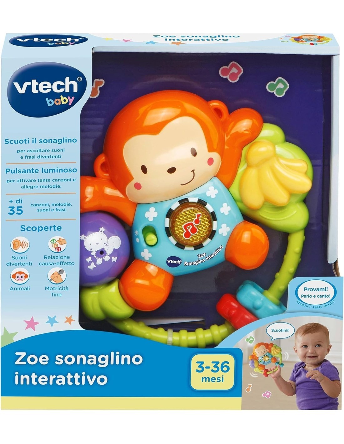 VTech Zoe Sonaglino Interattivo - Gioco per Neonati 3-36 Mesi