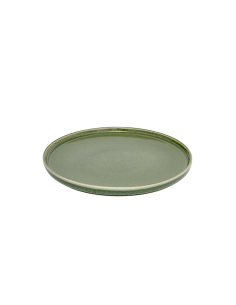 Piatto piano, Terre Inconnue, diametro 27 cm, verde kaki, faience, 26,7 x 2,3 cm