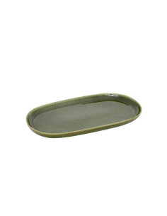 Piatto Ceramica Verde Kaki, Terre Inconnue, 31 x 17,5 x 2,6 cm, Stoneware, Elegante