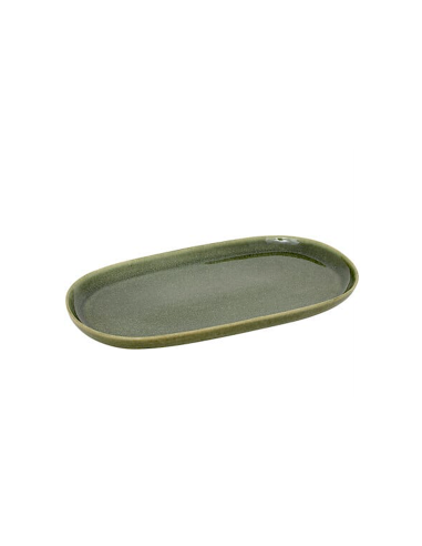 Piatto Ceramica Verde Kaki, Terre Inconnue, 31 x 17,5 x 2,6 cm, Stoneware, Elegante