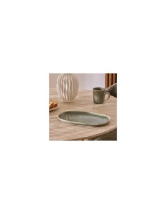 Piatto Ceramica Verde Kaki, Terre Inconnue, 31 x 17,5 x 2,6 cm, Stoneware, Elegante 2