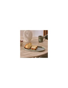 Piatto Ceramica Verde Kaki, Terre Inconnue, 31 x 17,5 x 2,6 cm, Stoneware, Elegante