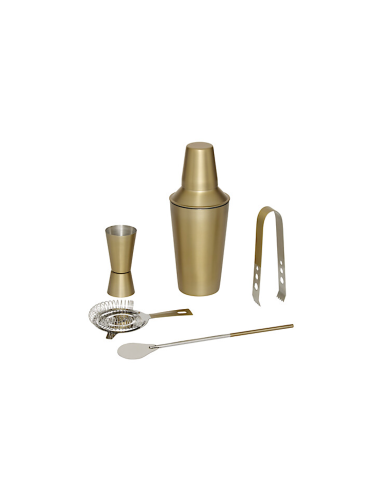 Set cocktail Gold, acciaio inox dorato, elegante, professionale, compatto, 17,6x16,7x19,6 cm