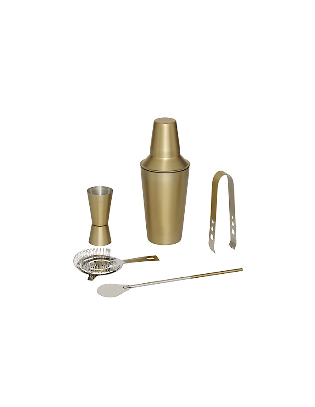 Set cocktail Gold, acciaio inox dorato, elegante, professionale, compatto, 17,6x16,7x19,6 cm