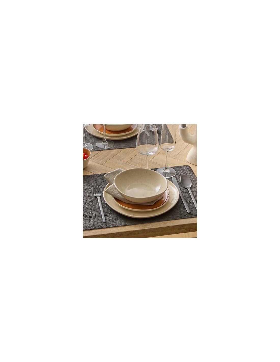 Piatto Fondo Wonja, Ø 19 cm, Crema, Faience, Collezione Wonja, Stile Naturale