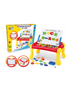 PLASTIART - LAVAGNA /TAVOLINO 2 IN 1 CON LETTERE E NUMERI, GIOCO CREATIVO EDUCATIVO PER BAMBINI