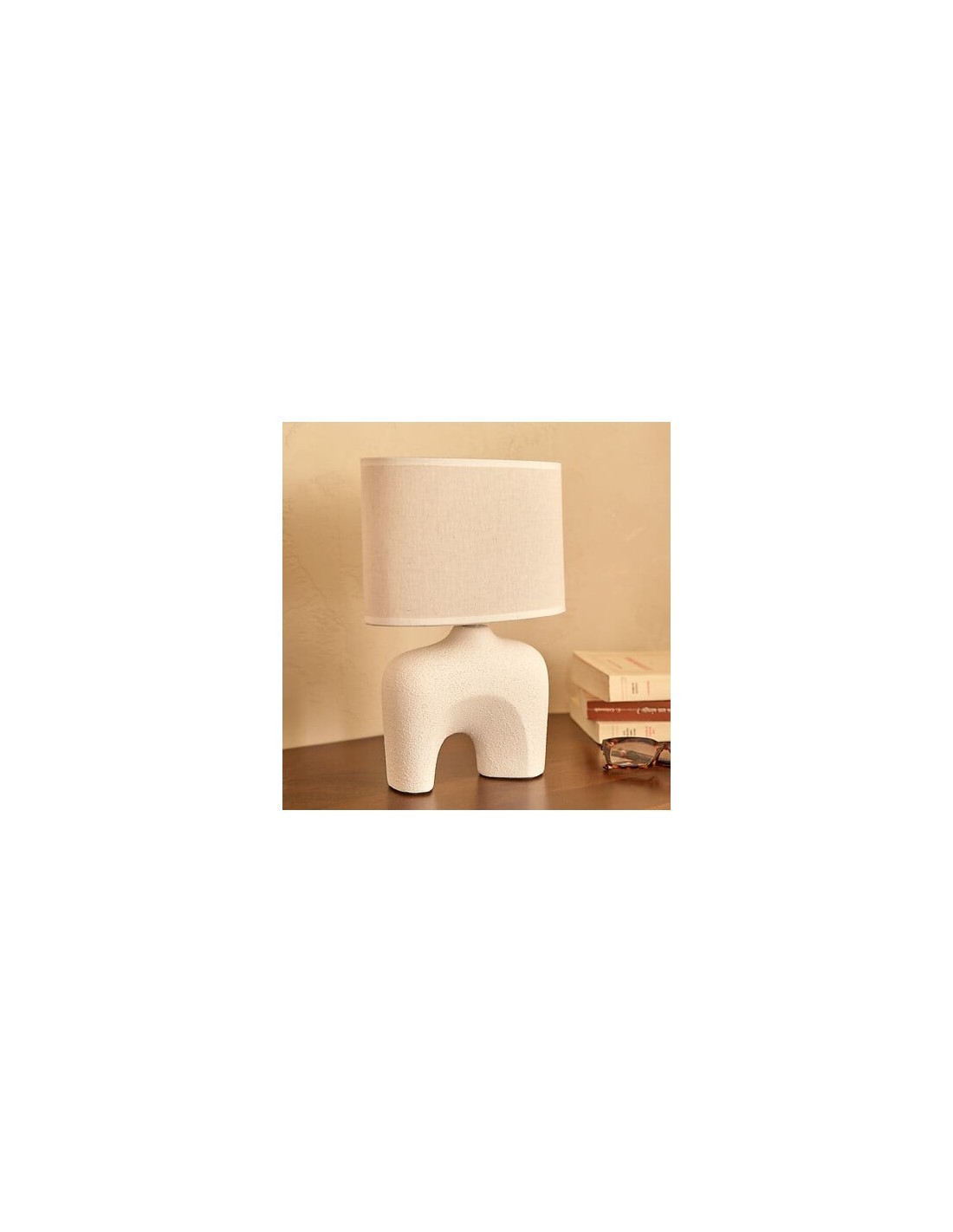 Lampada Gaby, bianca, H. 31,5 cm, L. 22 cm, design moderno, ceramica, collezione Wonja