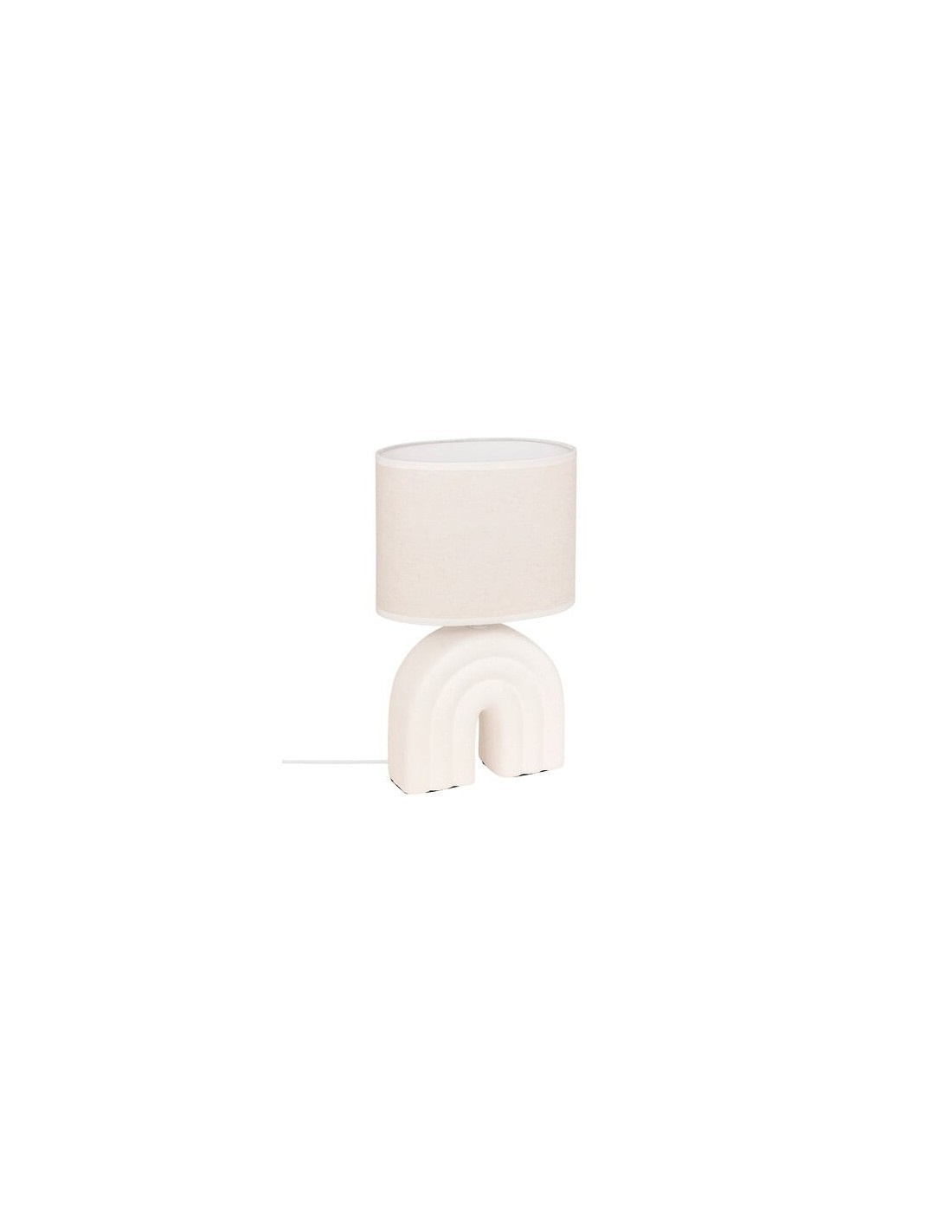 Lampada Gabin, bianca, H. 32 cm, L. 20 cm, design compatto, ceramica moderna