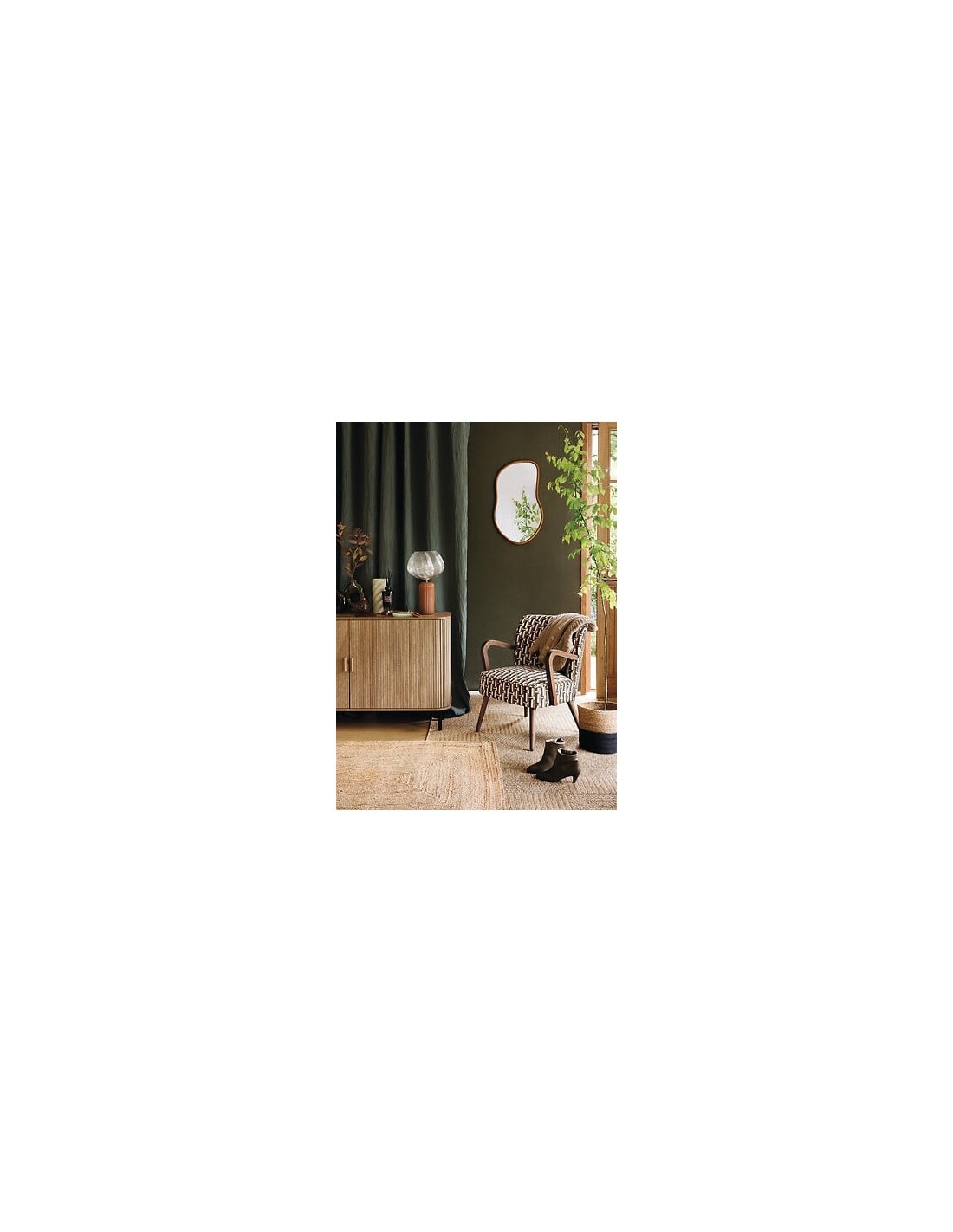 Lampada Phylas, D. 27,5 cm, A. 45,5 cm, ceramica camel, vetro, design moderno, decorazione elegante