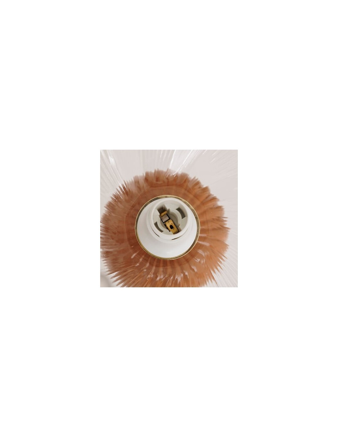Lampada Phylas, D. 27,5 cm, A. 45,5 cm, ceramica camel, vetro, design moderno, decorazione elegante