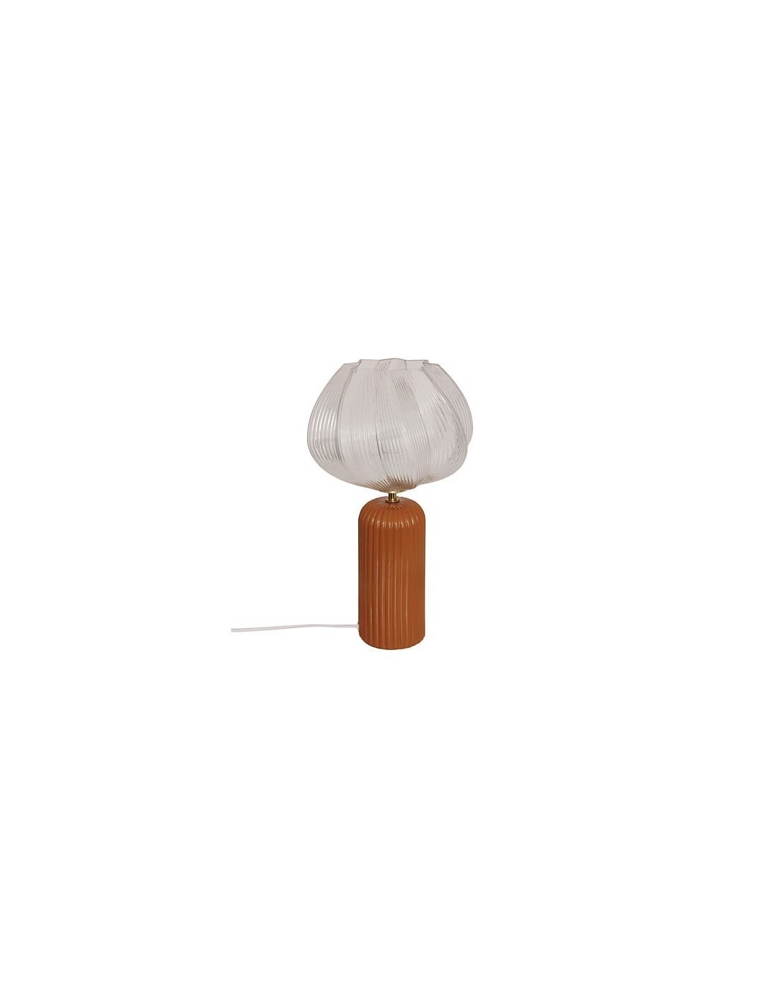 Lampada Phylas, D. 27,5 cm, A. 45,5 cm, ceramica camel, vetro, design moderno, decorazione elegante