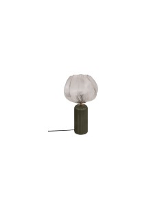 Lampada Phylas, D. 27,5 cm, A. 45,5 cm, ceramica verde kaki, vetro, design decorativo moderno