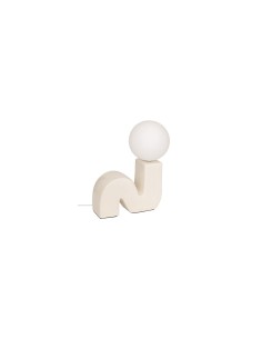 Lampada Sibil, H. 33,5 cm, L. 28,4 cm, terracotta beige, boule opaline, ceramica e vetro